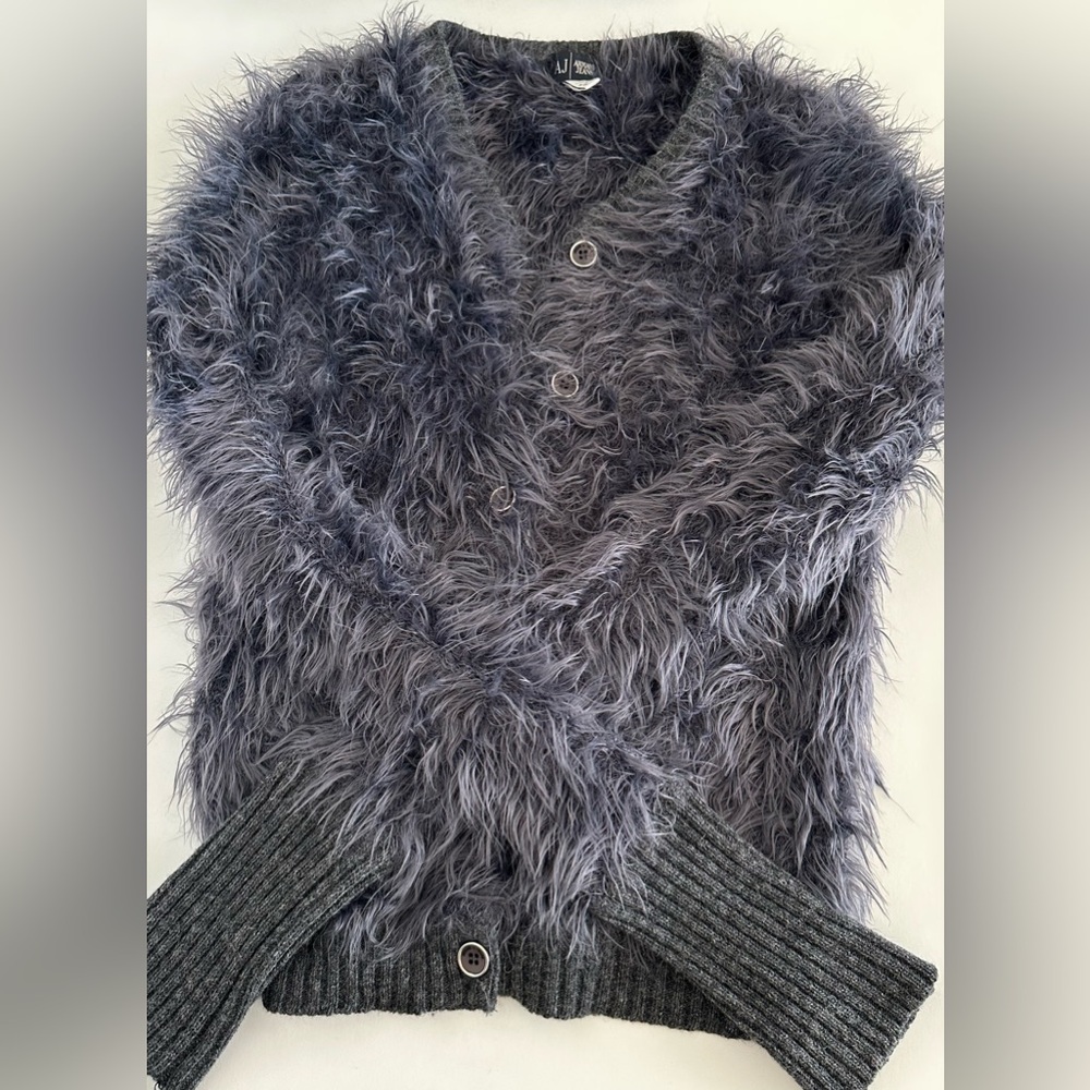 Armani Jeans faux fur and knit button down sweater Size S